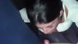 Slut latina teen sucking old man cock in car
